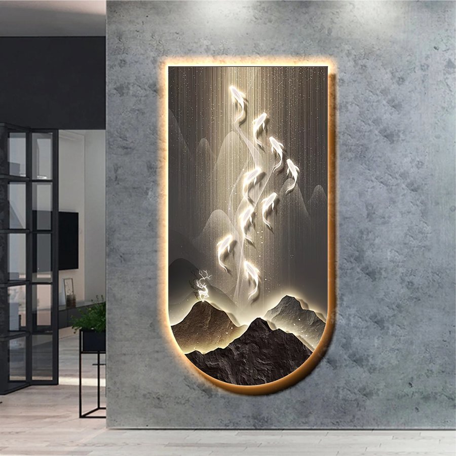 Tranh đèn LED treo tường trang trí phòng khách hiện đại mẫu 205