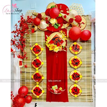 Bộ Mành Tre Full Phụ Kiện Trang Trí Tiểu Cảnh Tết Vạn Sự Như Ý