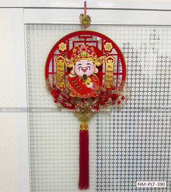 Liễn 40cm nhung đỏ thần tài đến tài lộc dồi dào treo cửa trang trí tết 390