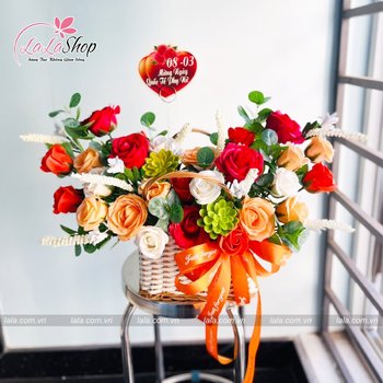 Giỏ hoa sáp để bàn nhẹ nhàng yêu thương mẫu 876