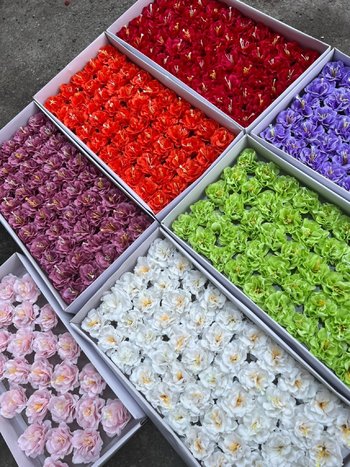 Hộp 50 đầu hoa mao lương nhật giả phụ kiện trang trí cao cấp