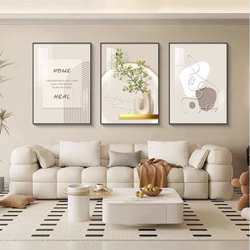 Tranh treo tường lá xanh và cô gái nghệ thuật