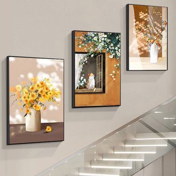 Tranh Treo Tường Bình Hoa Và Chú Mèo Bên Cửa Sổ