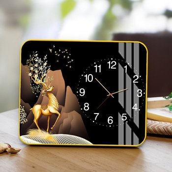 Tranh Đồng Hồ Để Bàn Hươu Vàng Sừng Hoa