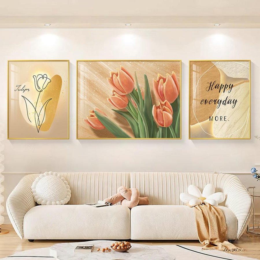 Tranh Treo Tường Hoa Tulip Cam Nghệ Thuật