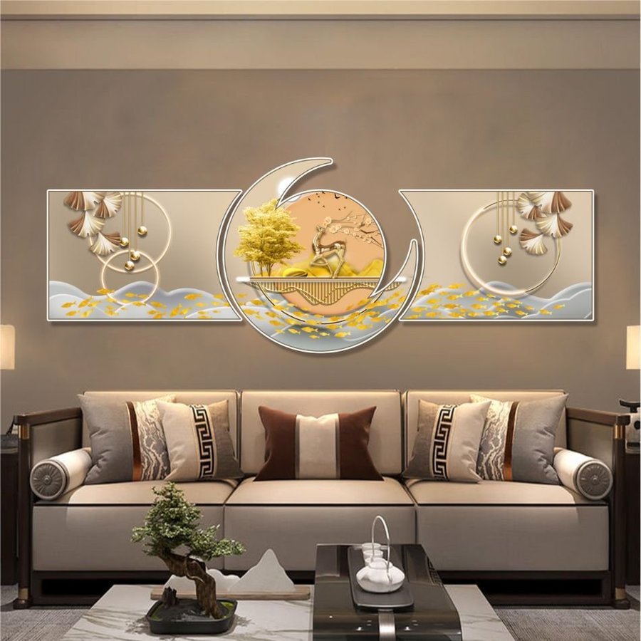 Tranh treo tường phòng khách trang trí nghệ thuật hiện đại mẫu 068