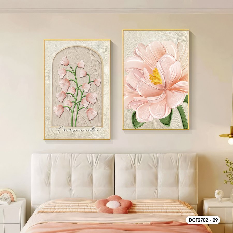 Tranh Treo Tường Bộ 2 Tấm Những Cành Hoa Khoe Sắc Nghệ Thuật 2
