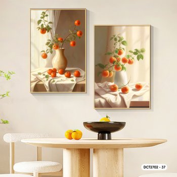 Tranh Treo Tường Bộ 2 Tấm Những Quả Hồng Chín Mọng Nghệ Thuật