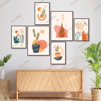 Set 6 Tranh Dán Tường Bình Hoa Và Lá Nghệ Thuật Có Keo Sẵn