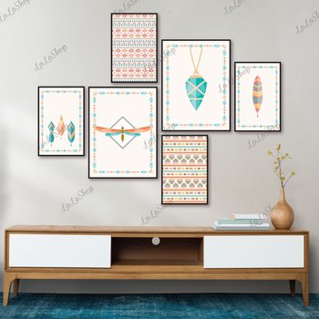 Set 6 Tranh Dán Tường Phong Cách Boho Trừu Tượng Có Keo Sẵn Mẫu 2