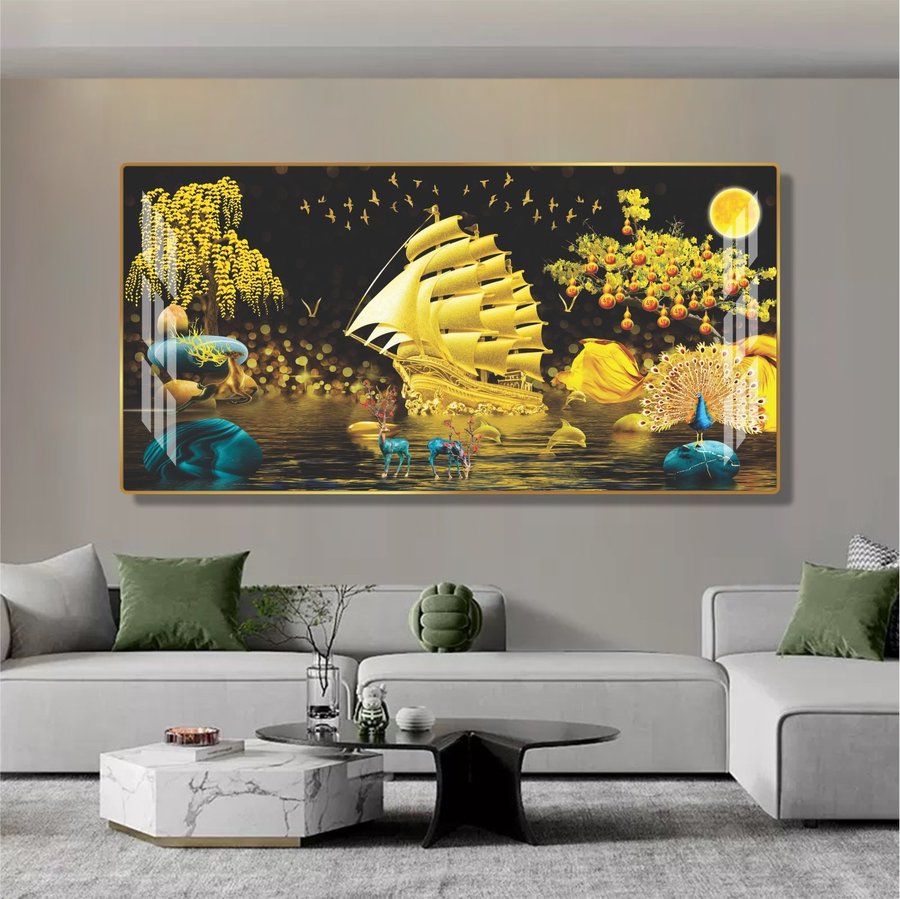 Tranh treo tường phong thủy phòng khách thuận buồm xuôi gió tươi mới