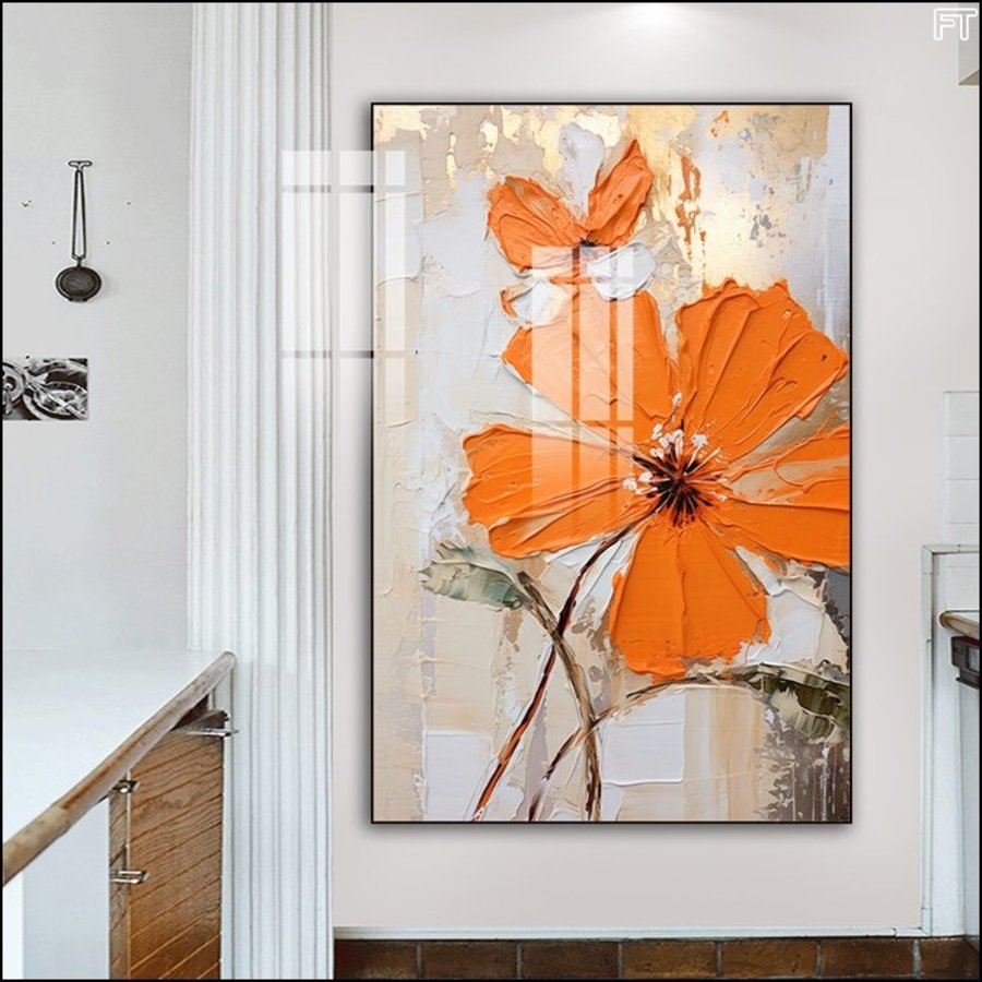 Tranh Treo Tường 1 Tấm Hoa Lá Nghệ Thuật Mẫu 3