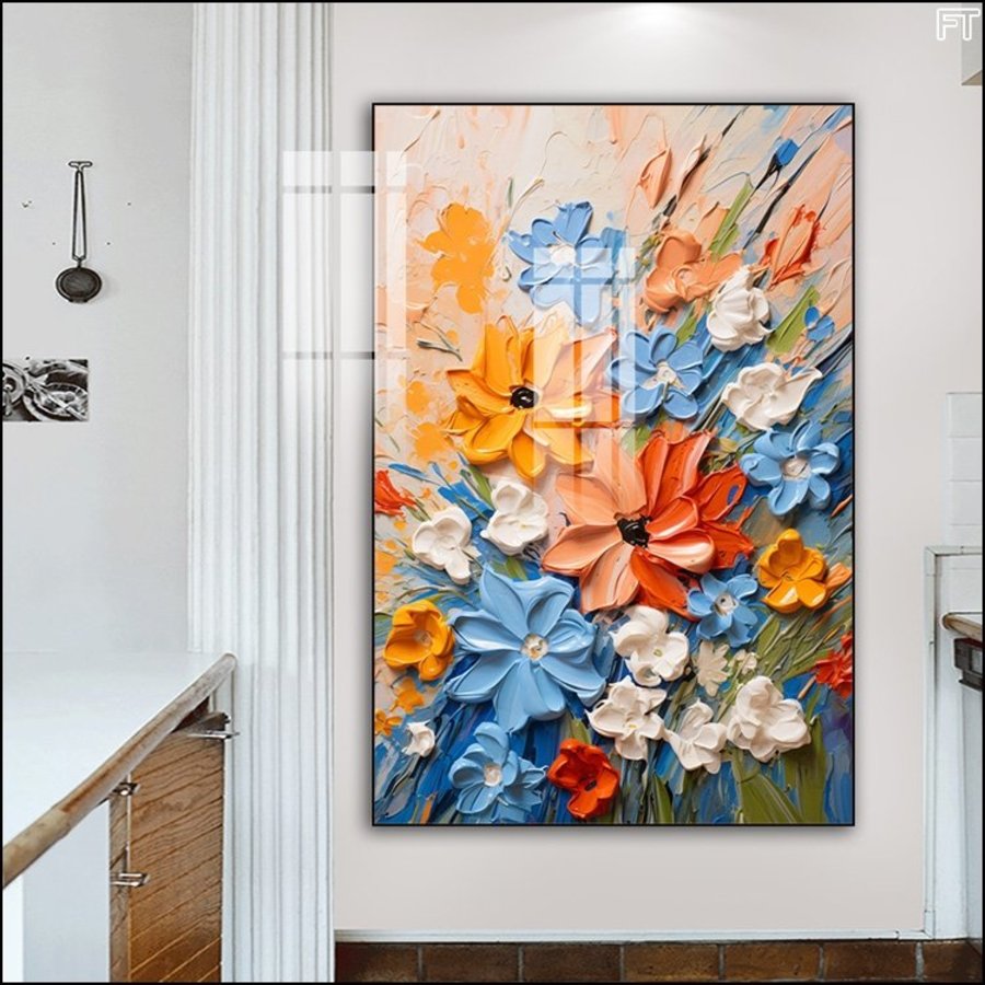 Tranh Treo Tường 1 Tấm Sơn Dầu Hoa Khoe Sắc Nghệ Thuật