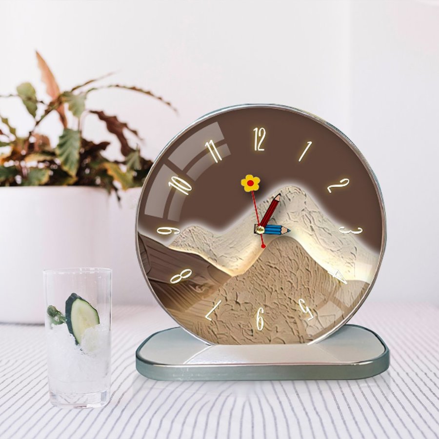 Tranh Đồng Hồ Để Bàn Núi Non Nghệ Thuật