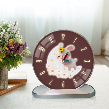 Tranh Đồng Hồ Để Bàn Thỏ Trắng Và Mặt Trăng Nghệ Thuật