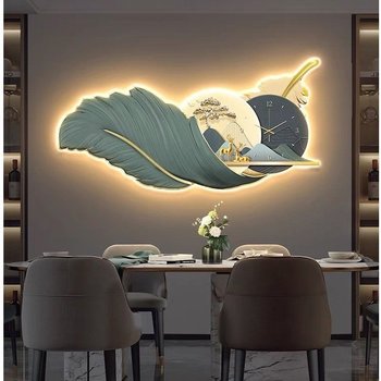 Tranh Đồng Hồ Đèn Led Tráng Gương Đôi Hươu Vàng Tài Lộc Nghệ Thuật