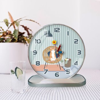 Tranh Đồng Hồ Để Bàn Chú Mèo Đáng Yêu