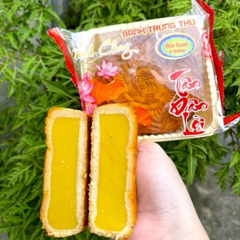 Bánh trung thu nhân đậu xanh chay 0 trứng 200G Bánh Tân Dân Lợi