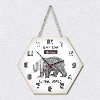 Tranh Đồng Hồ Dây Treo Tráng Gương Chú Gấu Đen Mạnh Mẽ