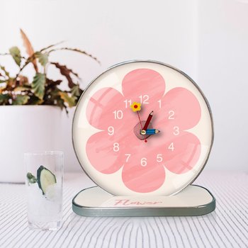 (Viền bạc)Tranh Đồng Hồ Để Bàn Hoa Hồng Nghệ Thuật