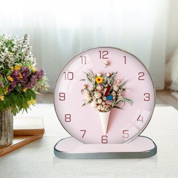 Tranh Đồng Hồ Để Bàn Vintage Hoa Hồng Trắng