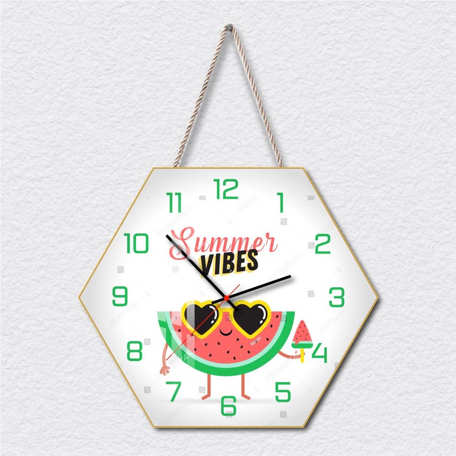 Tranh Đồng Hồ Dây Treo Tráng Gương Mùa Hè Sôi Động