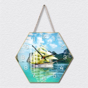 Tranh Đồng Hồ Dây Treo Tráng Gương Thuận Buồm Xuôi Gió 2