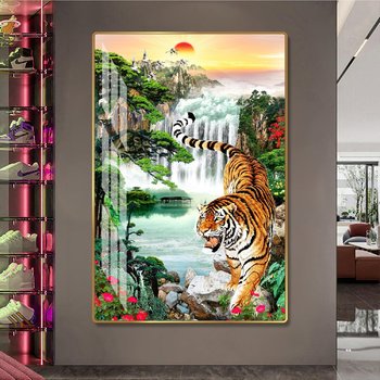 Tranh treo tường phong thủy phòng khách mãnh hỗ xuống núi