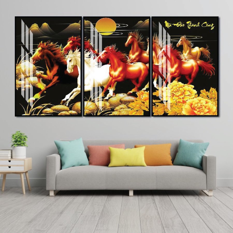 Tranh 3 Tấm Treo Tường Mã Đáo Thành Công