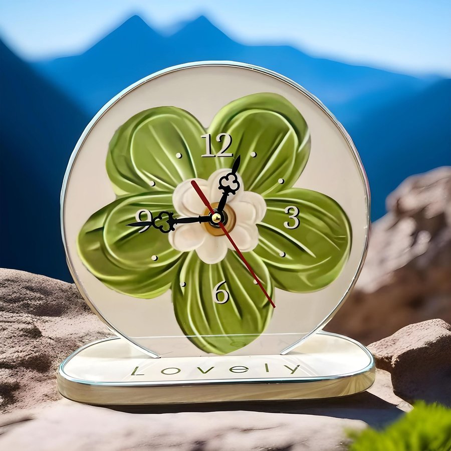 Tranh Đồng Hồ Để Bàn Hoa Xanh Nghệ Thuật 3