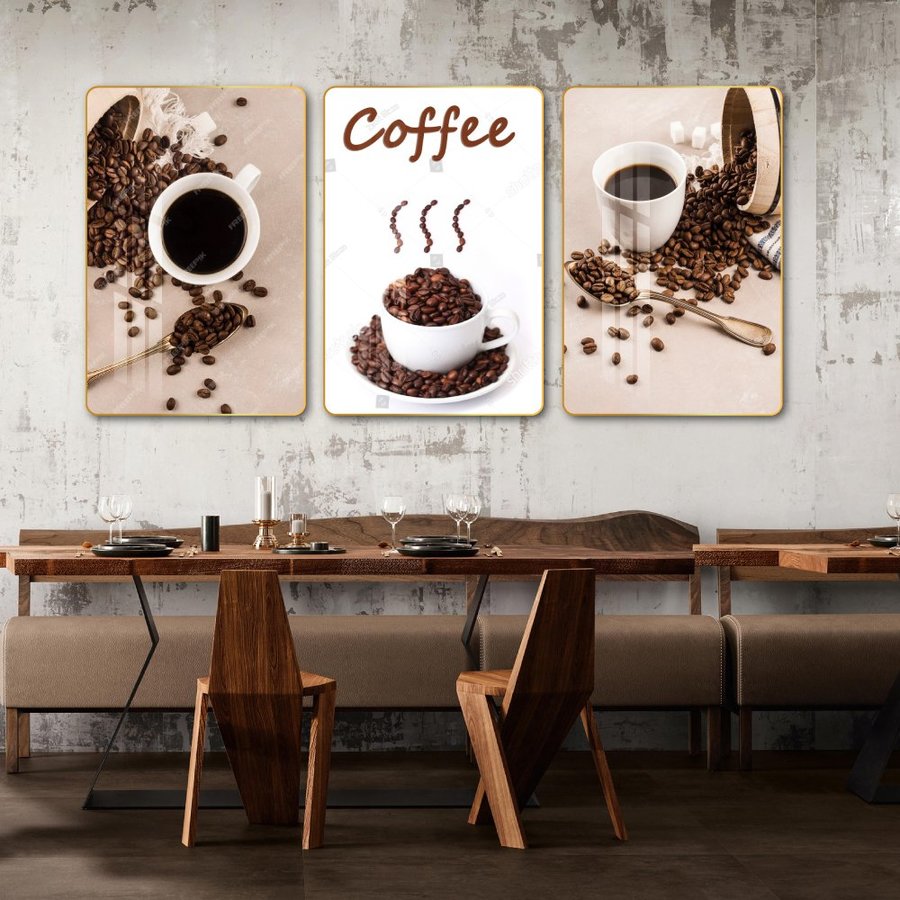 Tranh 3 Tấm Treo Tường Coffee Nghệ Thuật 3