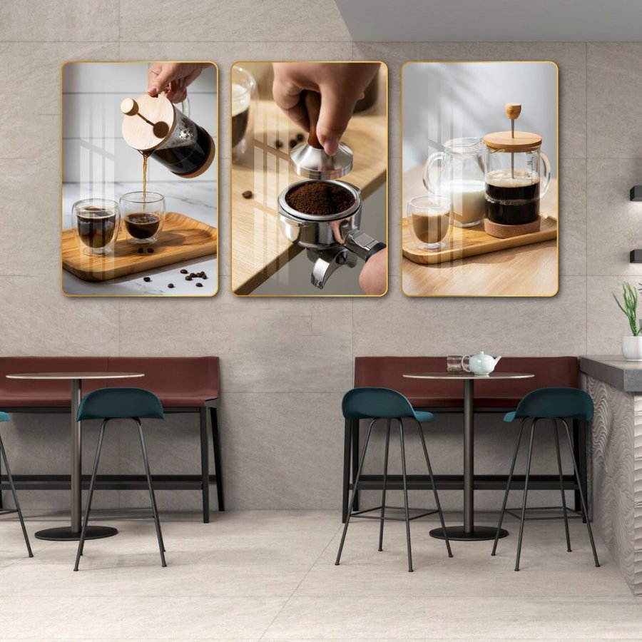Tranh 3 Tấm Treo Tường Coffee Nghệ Thuật Mẫu 4
