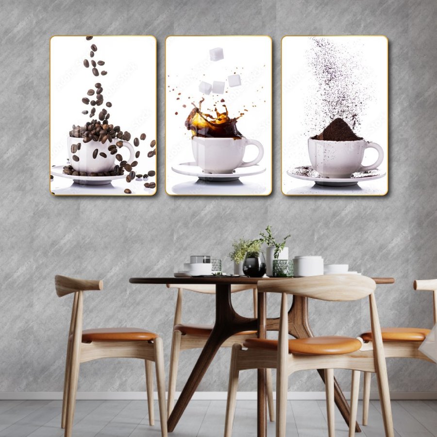 Tranh 3 Tấm Treo Tường Coffee Nghệ Thuật Mẫu 5