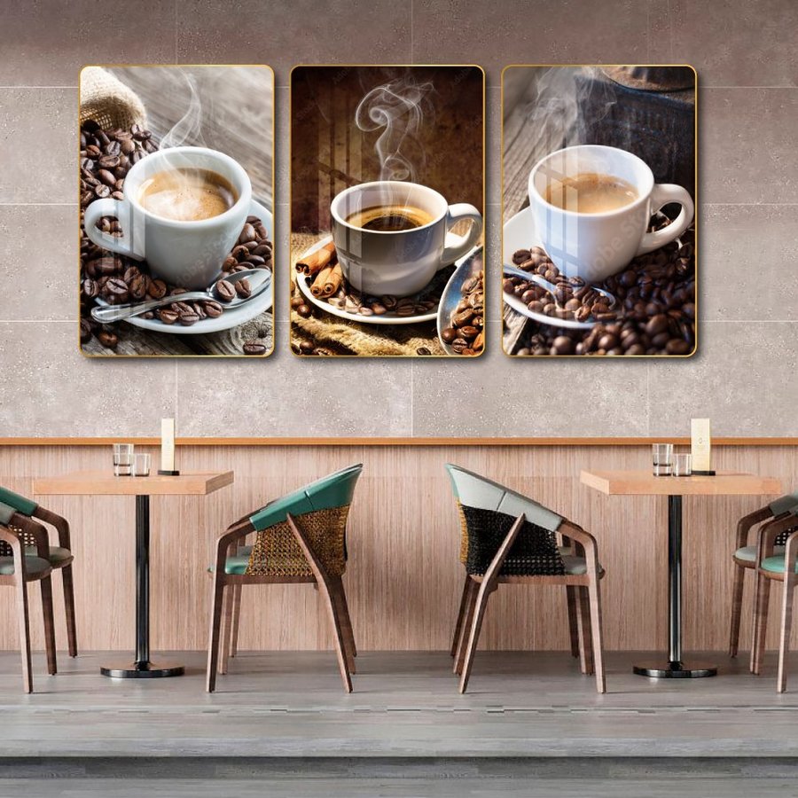 Tranh 3 Tấm Treo Tường Coffee Nghệ Thuật Mẫu 13