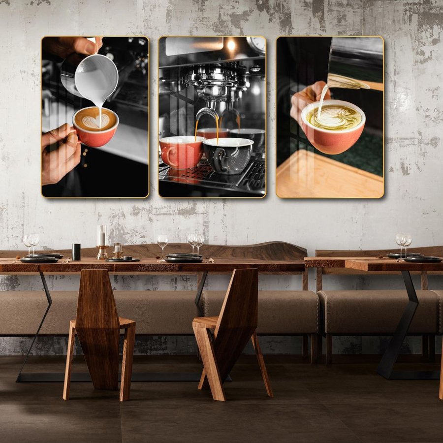 Tranh 3 Tấm Treo Tường Coffee Nghệ Thuật Mẫu 6