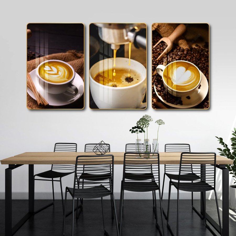 Tranh 3 Tấm Treo Tường Coffee Nghệ Thuật Mẫu 9