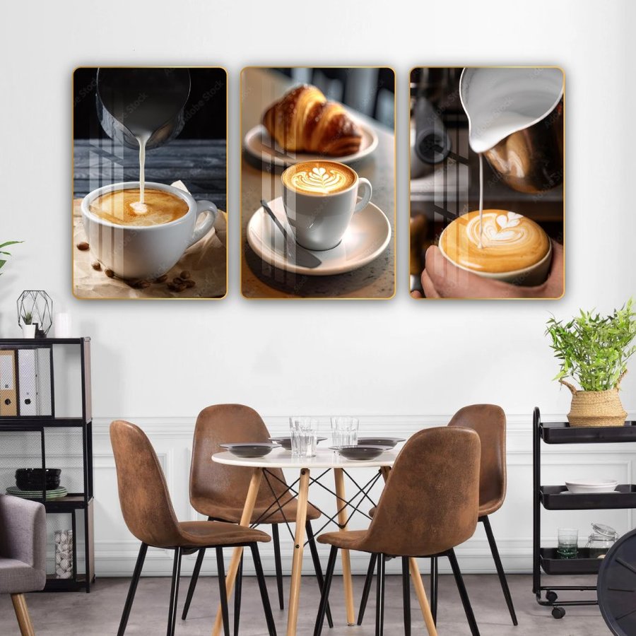 Tranh 3 Tấm Treo Tường Coffee Nghệ Thuật