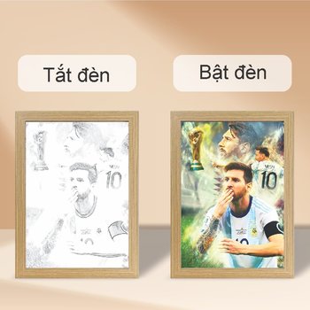 Tranh Đèn Led 3D Đổi Màu 3 Chế Độ Cầu Thủ Bóng Đá Lionel Messi