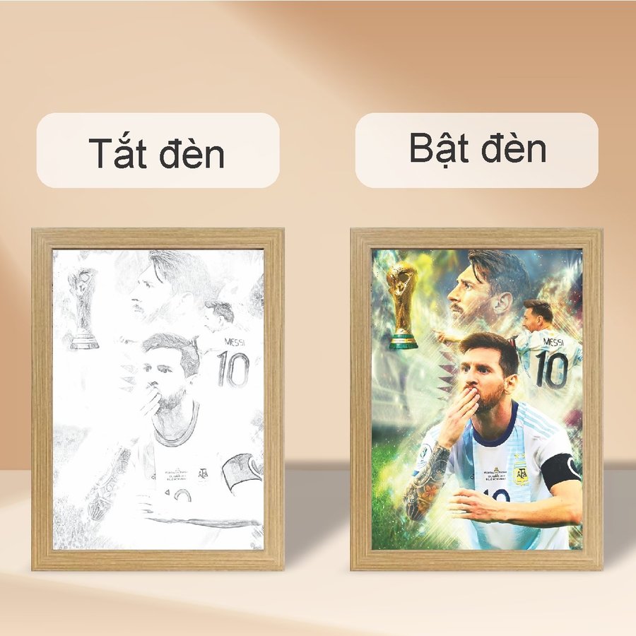 Tranh Đèn Led 3D Đổi Màu 3 Chế Độ Cầu Thủ Bóng Đá Lionel Messi
