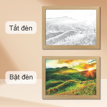 Tranh Đèn Led 3D Đổi Màu 3 Chế Độ Phong Cảnh Ruộng Bậc Thang Tây Bắc