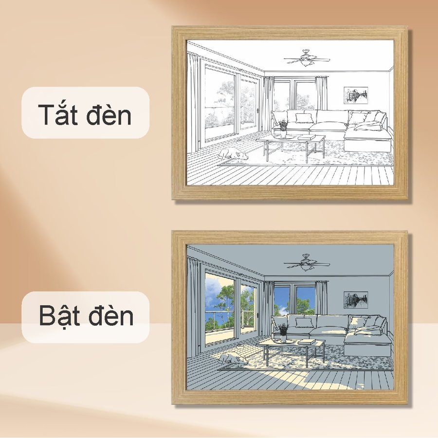 Tranh Đèn Led Acrylic 3D Đổi Màu 3 Chế Độ Căn Phòng Mơ Ước
