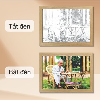 Tranh Đèn Led Tráng Gương 3D Đổi Màu 3 Chế Độ Chủ Tịch Hồ Chí Minh