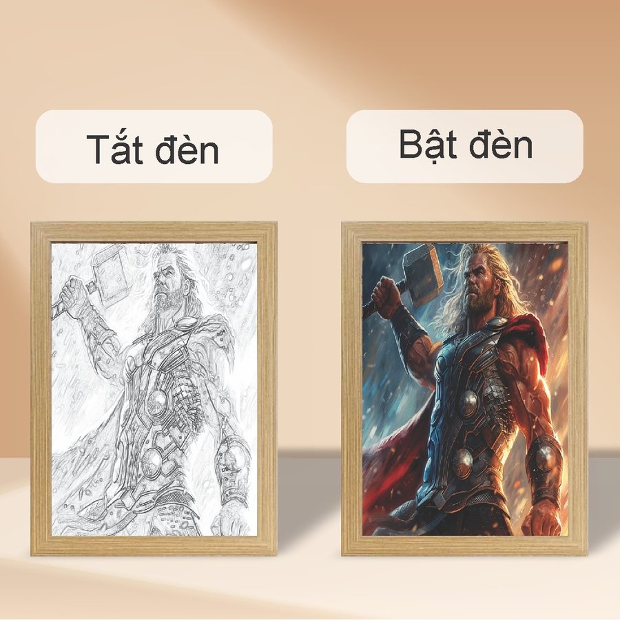 Tranh Đèn Led Acrylic 3D Đổi Màu 3 Chế Độ Siêu Anh Hùng Thor