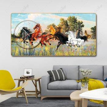 Tranh Đồng Hồ Nổi 3D Mã Đáo Thành Công Và Cánh Đồng Hoa