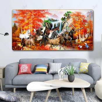 Tranh Đồng Hồ Nổi 3D Mã Đáo Thành Công Và Mùa Thu Vàng