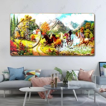 Tranh Đồng Hồ Nổi 3D Mã Đáo Thành Công Và Thiên Nhiên Tươi Đẹp