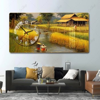 Tranh Đồng Hồ Nổi 3D Tuổi Thơ Trên Đồng Lúa Chín