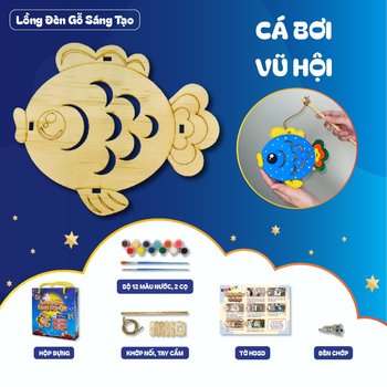 Lồng Đèn Trung Thu Bằng Gỗ Cá Bơi Vũ Hội