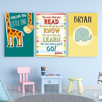 Tranh treo tường hươu cao cổ và voi xanh