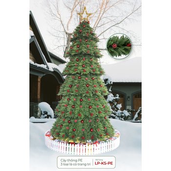 Cây Thông Xanh PE 3 Loại Lá Có Trang Trí